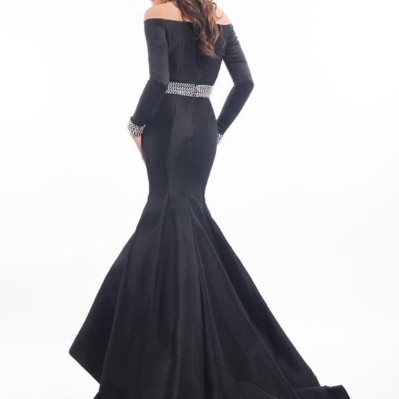 Rachel Allan off shoulder black pageant prom gown - Picture 4 of 5